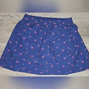 Kyodan Navy Skirt with Pink Flamingo Design